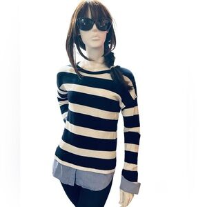 J. Crew Striped Long-Sleeve T-Shirt with Shirt-tail Hem, Size XS